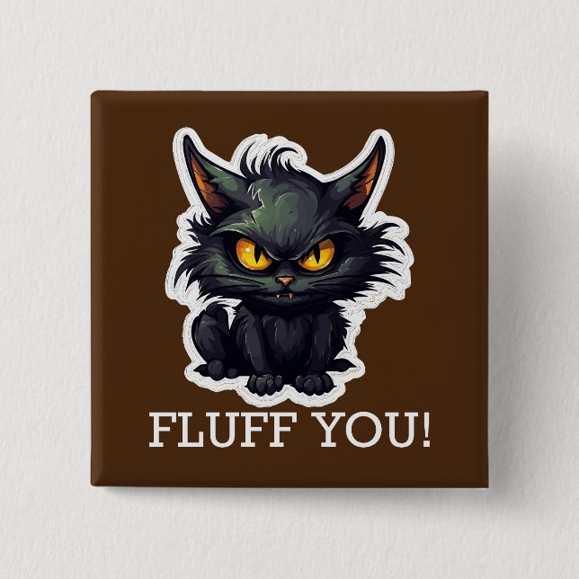 Baby Black Cat Design - Square Button (Front)