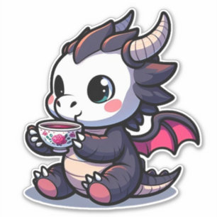 Baby Black Dragon Drinking Tea or coffee