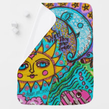 Baby blanket/ expressions, sun, moon, fish