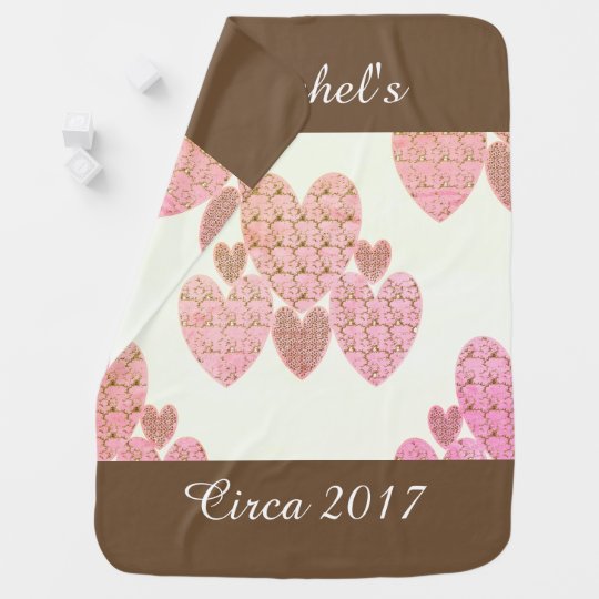 Baby-Blanket-Unisex-Monogram_Country-Hearts-Brown Baby Blanket