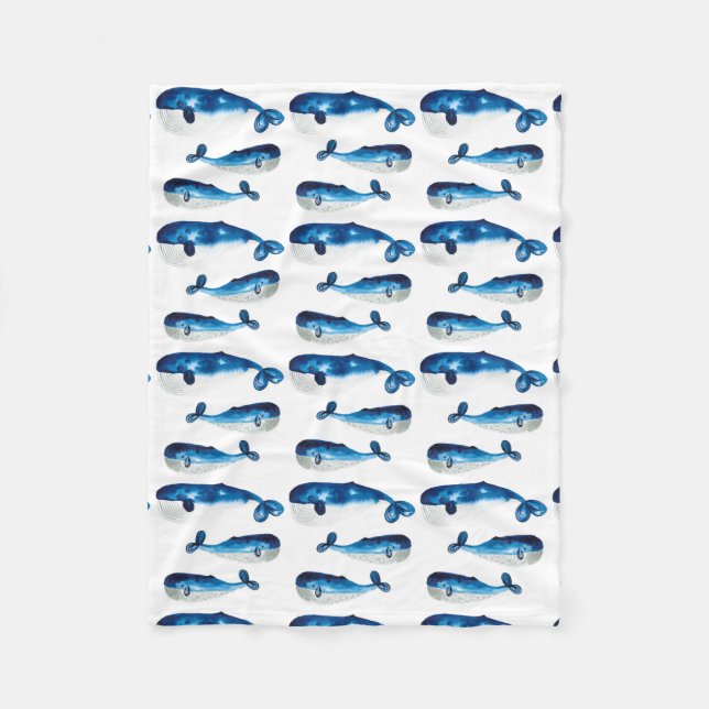 Baby Blanket - Water Colour Blue Whale (Front)