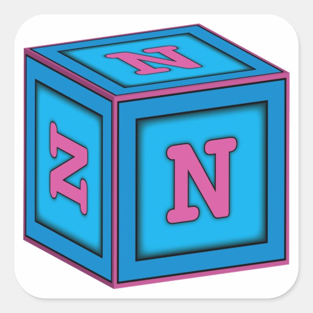 Baby Block Stickers - Letter "N" (Front)