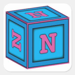 Baby Block Stickers - Letter "N"