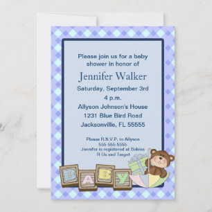 Baby Blocks Baby Shower - Blue Invitation