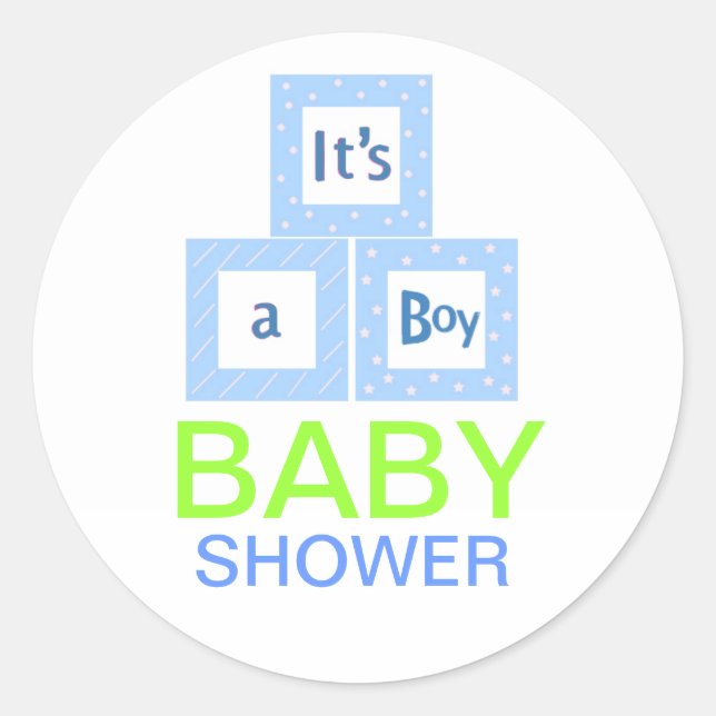 Baby Blocks Baby Shower Classic Round Sticker (Front)