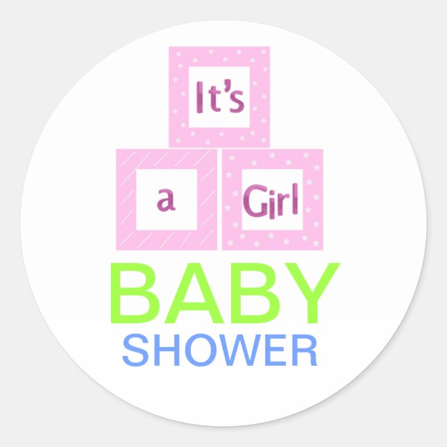 Baby Blocks Baby Shower Classic Round Sticker (Front)