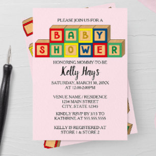 Baby Blocks Baby Shower Invitation