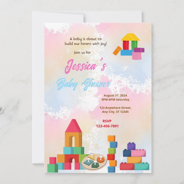 Baby Blocks Baby Shower Invitation (Front)