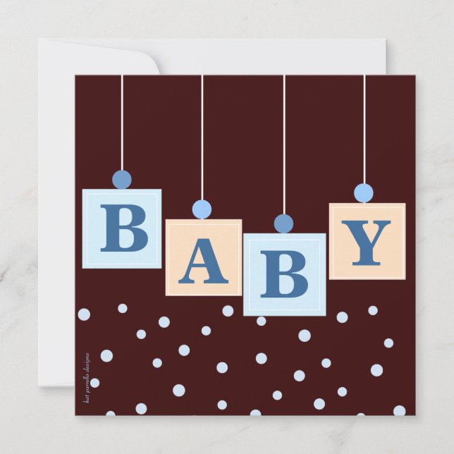 BABY Blocks Blue Boy Baby Shower Invitation (Front)