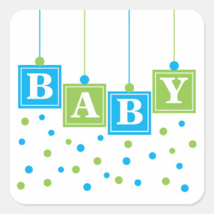BABY Blocks Blue Green Boy Sticker