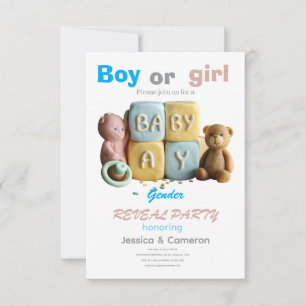 Baby Blocks Gender Reveal Invitation