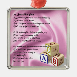 Baby Blocks Granddaughter  poem Metal Tree Decoration