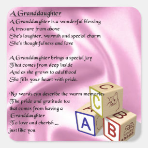 Baby Blocks Granddaughter  poem Square Sticker