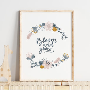 Baby Bloom and Grow Blue Poster   Wall Print