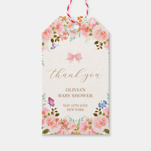Baby Bloom Floral Butterfly Baby Shower Thank You Gift Tags