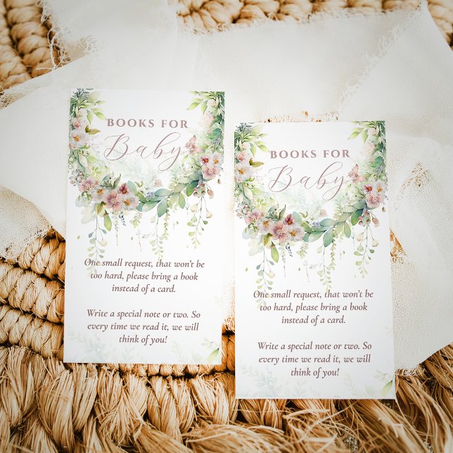 Baby Bloom Spring Pink Floral Baby Shower Books Enclosure Card (Creator Uploaded)