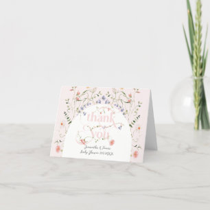 Baby Bloom Wildflower Girl Pink Baby Shower Thank You Card