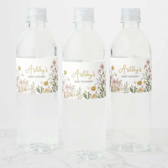 Baby Bloom Wildflower Spring  Water Bottle Label (Bottles)