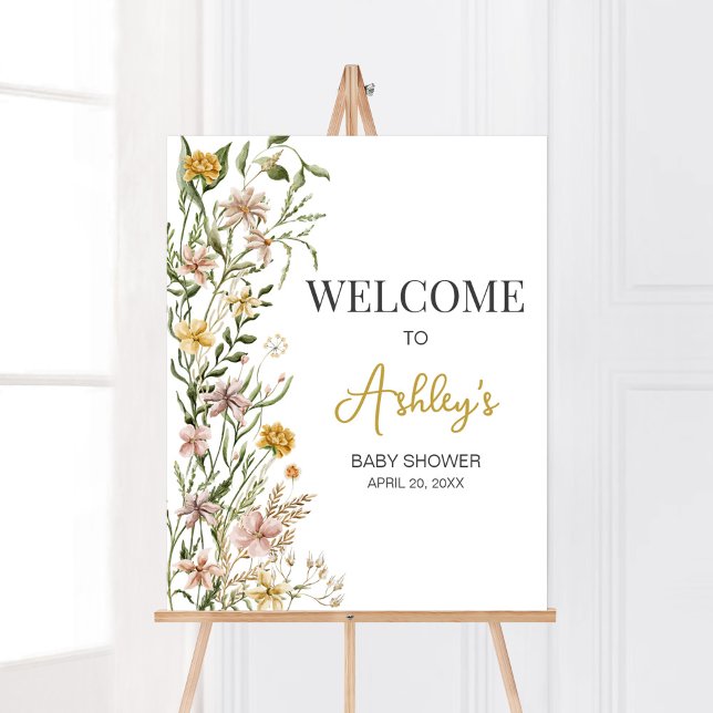 Baby Bloom Wildflower Spring Welcome Poster (Floral Baby in Bloom Baby Shower Welcome Sign)