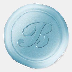 Baby Blue 1 Letter Monogram Wax Seal Stickers