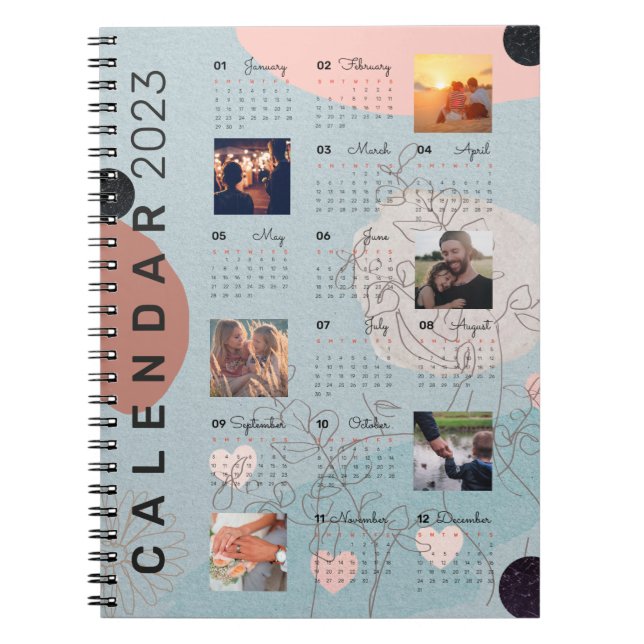 Baby Blue 2023 Calendar journal , 6 custom photos (Front)