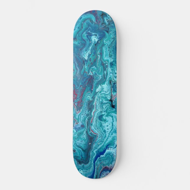 Baby Blue 2 Blue Acrylic Abstract Skateboard Deck (Front)