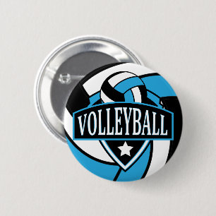 Baby Blue and Black Volleyball Logo 6 Cm Round Badge