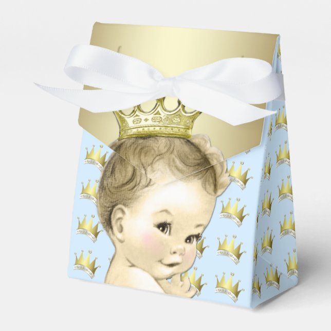 Baby Blue and Gold Prince Baby Shower Favour Box (Front Side)