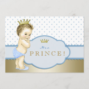 Baby Blue and Gold Prince Baby Shower Invitation