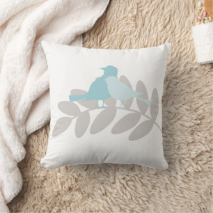 Baby Blue and Grey Birds Cushion