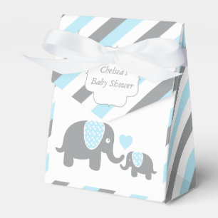 Baby Blue and Grey Stripe Elephant Favour Box