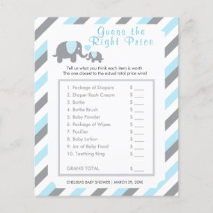 Baby Blue and Grey Stripe Elephant - Price Flyer
