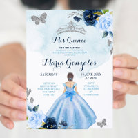 Baby Blue and Navy Butterfly 3 Charra Quinceanera 
