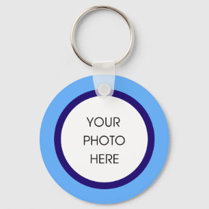 Baby Blue and Navy Photo Keychain