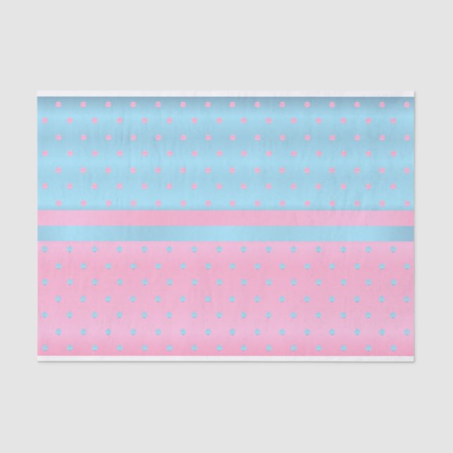 Baby Blue and Pastel Pink Polka Dots Tissue Paper (Front)