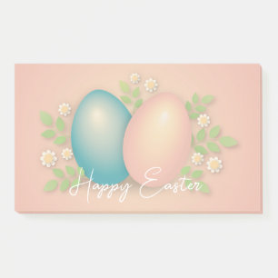 Baby blue and pink easter eggs floral holiday post-it notes