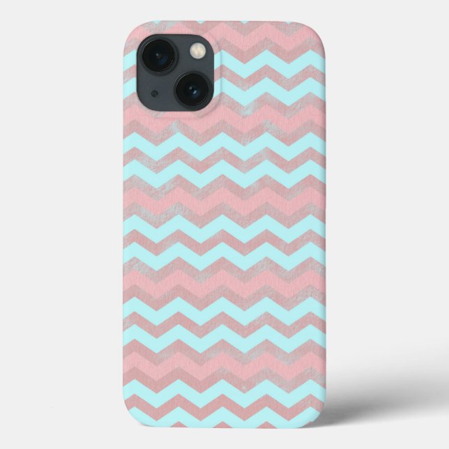 Baby Blue and Pink Girly Chevron Pattern Case-Mate iPhone Case (Back)