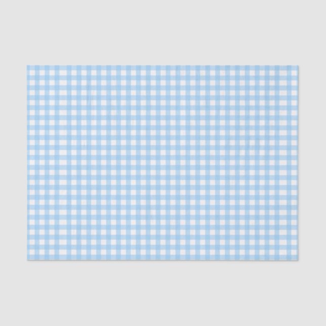 Baby Blue and White Gingham Check Tissue Paper (Front)
