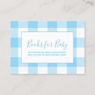 Baby Blue and White Gingham Plaid Books for Baby Enclosure Card