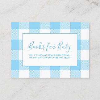 Baby Blue and White Gingham Plaid Books for Baby Enclosure Card