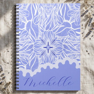 Baby Blue And White Hand Drawn Floral Notebook