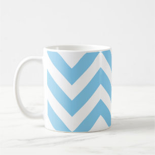 Baby Blue and White Large Horiz. Chevron Pattern Coffee Mug