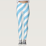 Baby Blue and White Large Size Diagonal Stripes Leggings<br><div class="desc">Baby blue and white large size diagonal stripes pattern,  a simple but elegant design</div>