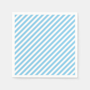 Baby Blue and White Medium Diagonal Stripes Paper Napkin