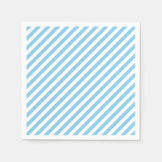 Baby Blue and White Medium Diagonal Stripes Paper Napkin