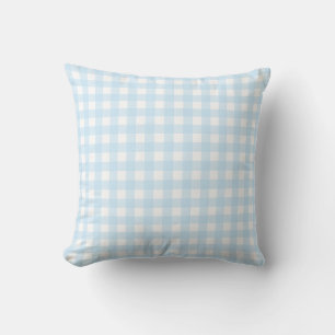 Baby Blue and White Medium Gingham Check Pattern. Cushion