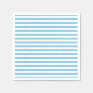 Baby Blue and White Medium Horiz. Stripes Paper Napkin