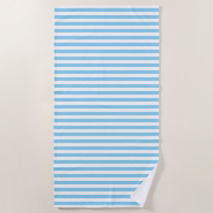 Baby Blue and White Medium Size Horizontal Stripes Beach Towel