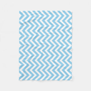 Baby Blue and White Medium Size Vertical Chevron Fleece Blanket