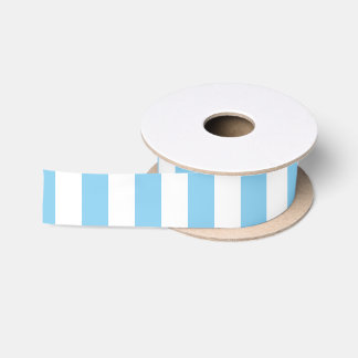 Baby Blue and White Medium Vertical Stripes Ribbon Satin Ribbon
